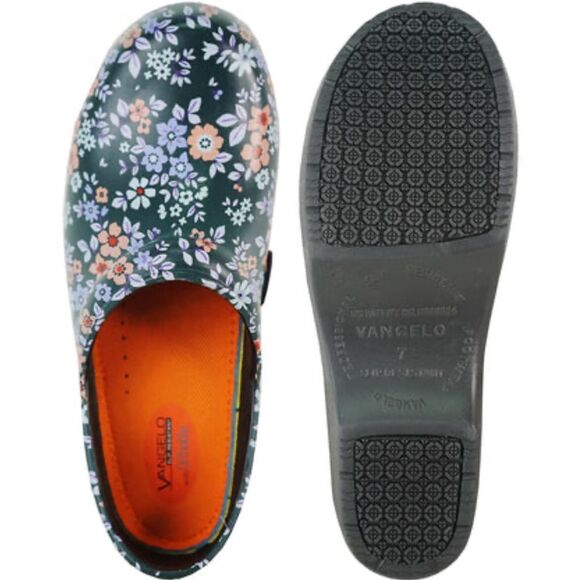 Vangelo Niko Flower 2 Teal w.blue peach Comfortable Slip-On Design - Picture 3 of 10